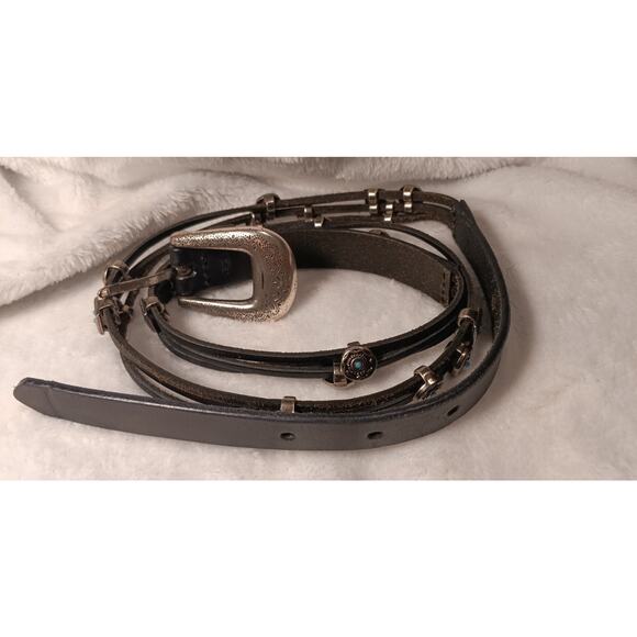 Fossil Accessories - Vintage Fossil Silver Turquoise Navajo Western Dainty Statement Belt Size Large